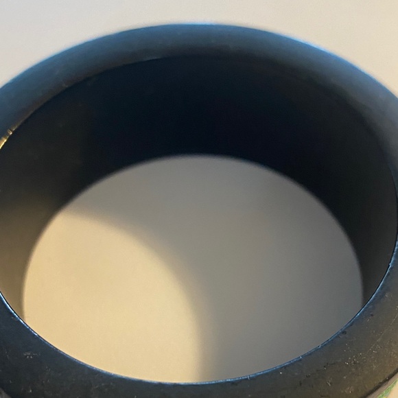 Black Beaded Multicolor Resin and wood Bangle - Picture 4 of 5